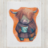 Sleepy Highland Cow 100% Polyester Soft Silk Touch Fabric Throw Blanket - Cozy, Durable and Adorable